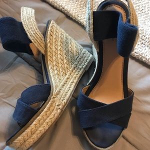 Merona Navy and Tan Wedges